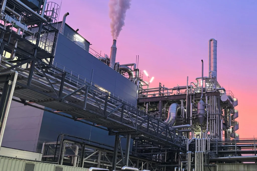 Industrial plant at sunset
